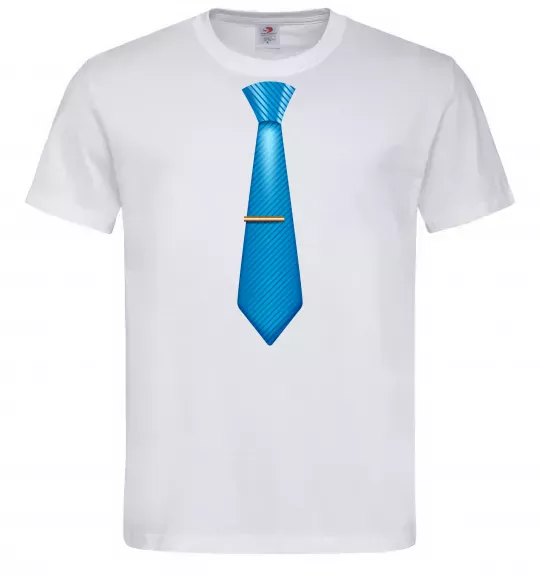 Чоловіча футболка Блакитна краватка Білий фото