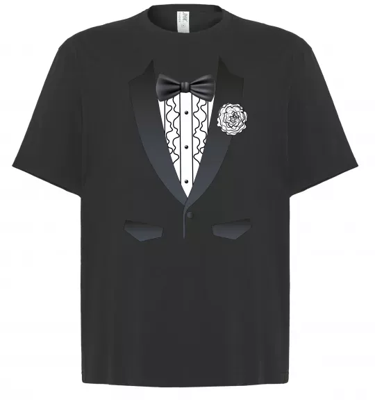 Футболка Оверсайз Костюм з метеликом та квіткою Чорний фото