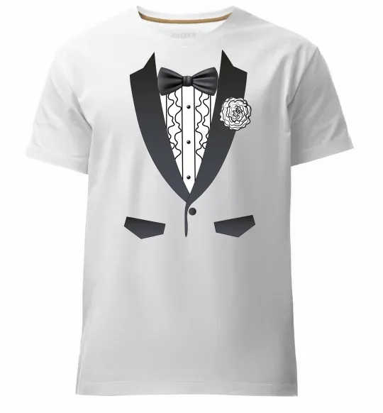 Мужская премиум футболка Костюм з метеликом та квіткою Белый фото