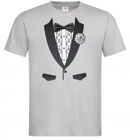 Чоловіча футболка Костюм з метеликом та квіткою Сірий фото