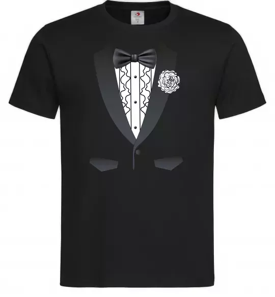 Чоловіча футболка Костюм з метеликом та квіткою Чорний фото