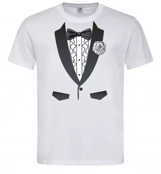 Чоловіча футболка Костюм з метеликом та квіткою Білий фото
