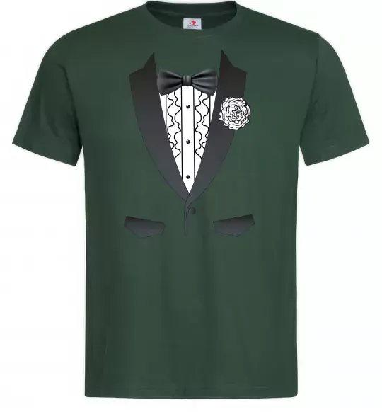 Чоловіча футболка Костюм з метеликом та квіткою Темно-зелений фото