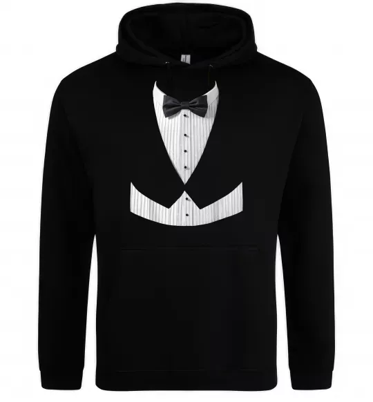 Чоловіча толстовка (худі) Біла сорочка з метеликом Чорний фото