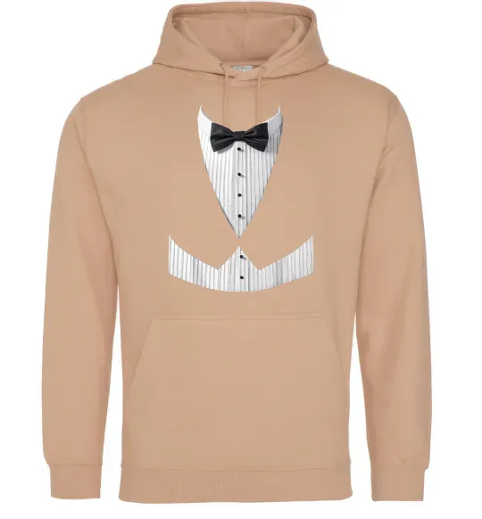 Чоловіча толстовка (худі) Біла сорочка з метеликом Пісочний фото