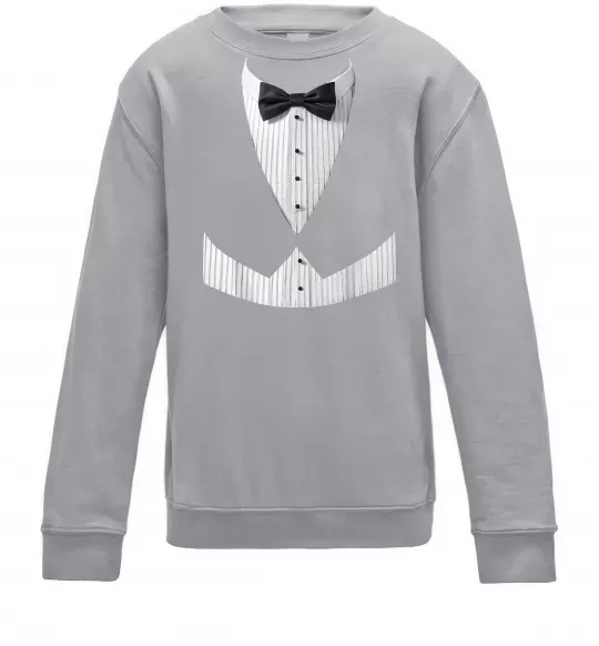 Детский Свитшот Біла сорочка з метеликом Серый меланж фото