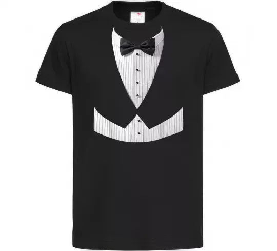 Дитяча футболка Біла сорочка з метеликом Чорний фото