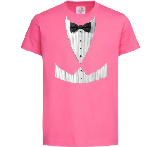 Дитяча футболка Біла сорочка з метеликом Яскраво-рожевий фото