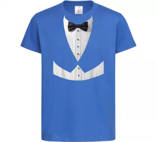 Дитяча футболка Біла сорочка з метеликом Яскраво-синій фото