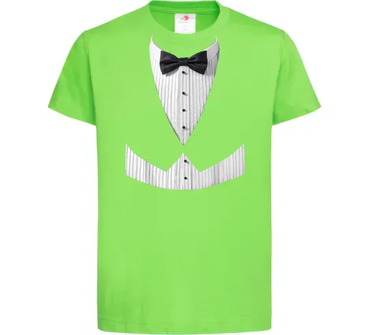 Дитяча футболка Біла сорочка з метеликом Лаймовий фото