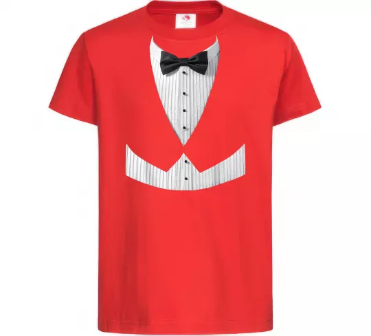 Дитяча футболка Біла сорочка з метеликом Червоний фото