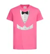 Дитяча футболка Біла сорочка з метеликом Яскраво-рожевий фото