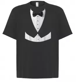 Футболка Оверсайз Біла сорочка з метеликом Черный фото