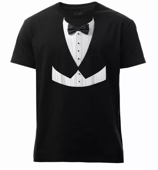 Мужская премиум футболка Біла сорочка з метеликом Черный фото