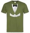 Чоловіча футболка Біла сорочка з метеликом Оливковий фото
