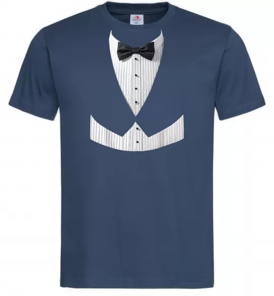 Чоловіча футболка Біла сорочка з метеликом Темно-синій фото