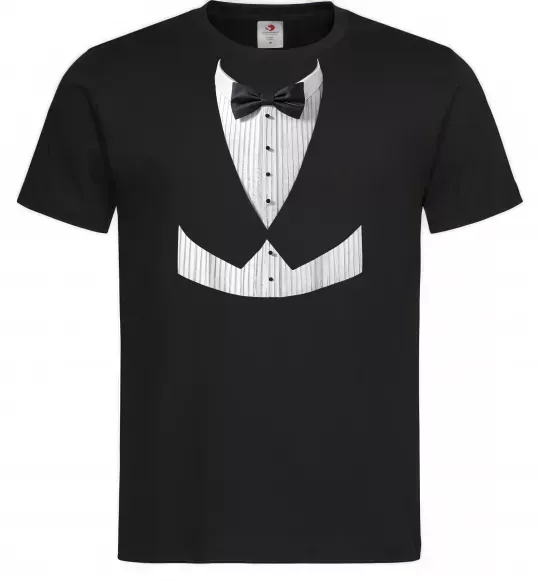 Чоловіча футболка Біла сорочка з метеликом Чорний фото