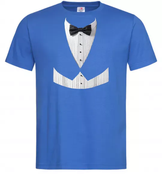 Чоловіча футболка Біла сорочка з метеликом Яскраво-синій фото