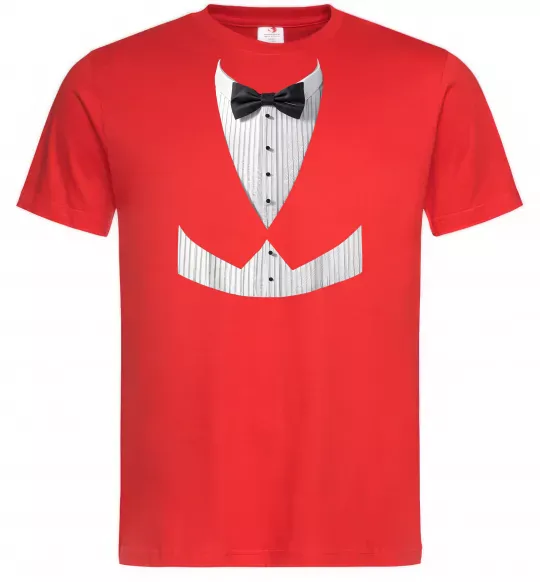 Чоловіча футболка Біла сорочка з метеликом Червоний фото