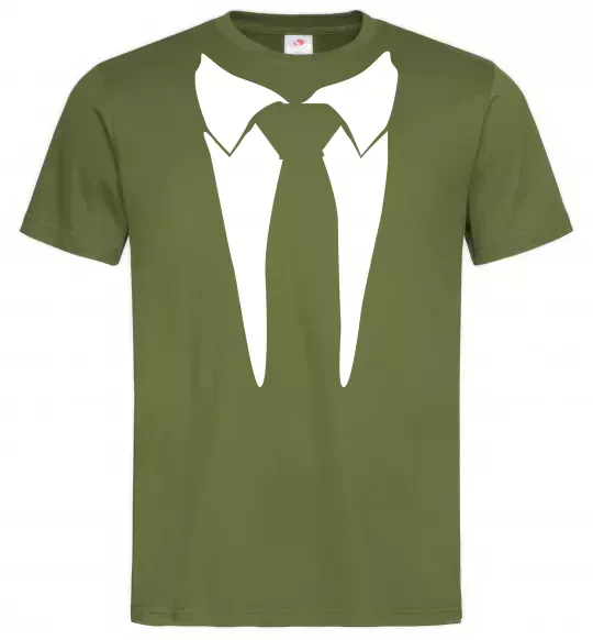 Чоловіча футболка Комірець з краваткою Оливковий фото