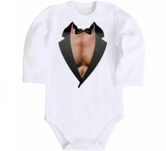 Дитячий бодік Фрак з торсом Білий фото