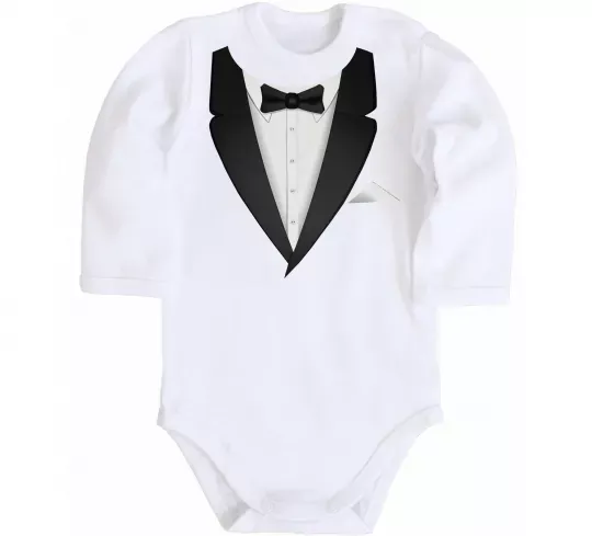 Детский боди Фрак з метеликом Белый фото