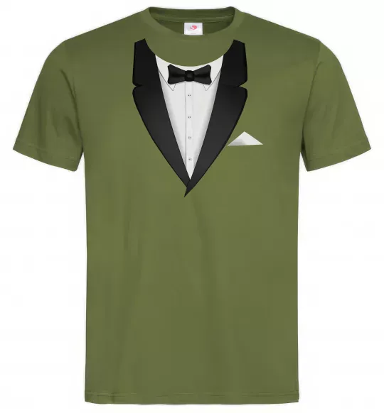 Чоловіча футболка Фрак з метеликом Оливковий фото