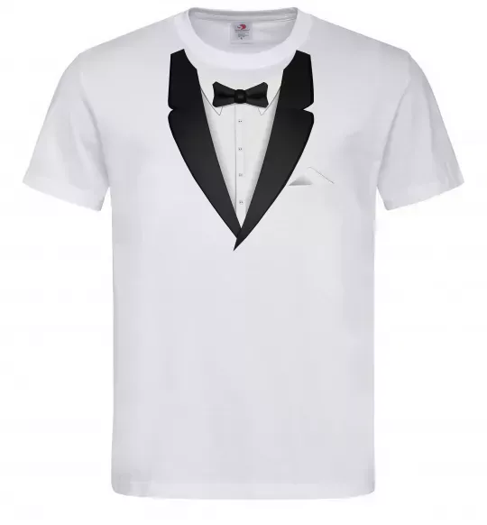 Чоловіча футболка Фрак з метеликом Білий фото