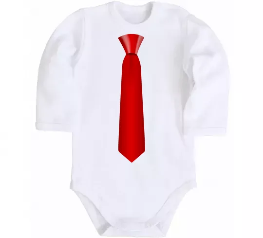 Дитячий бодік Червона краватка Білий фото