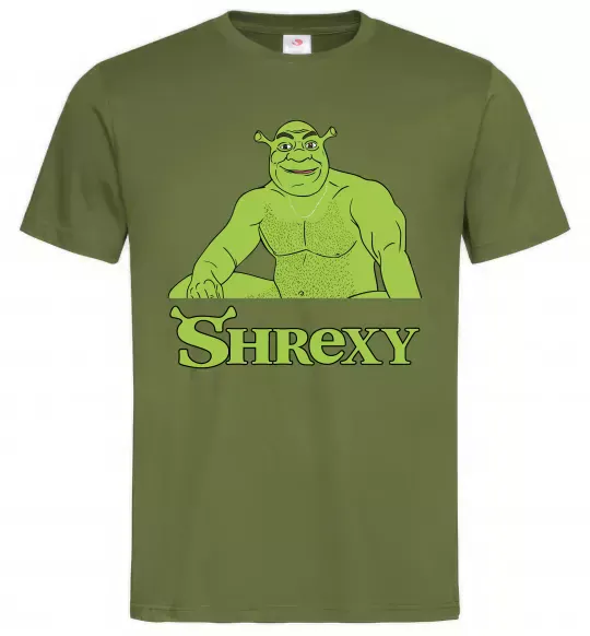 Мужская футболка Shrexy meme Оливковый фото