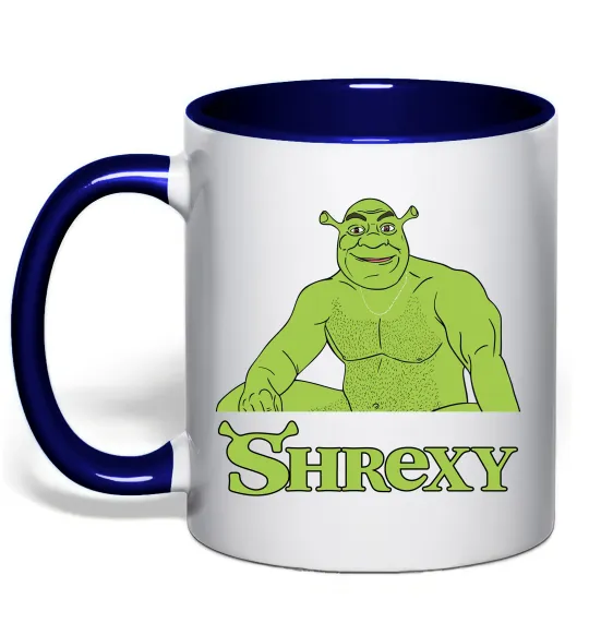 Чашка з кольоровою ручкою Shrexy meme Глибокий темно-синій фото