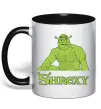 Чашка з кольоровою ручкою Shrexy meme Чорний фото