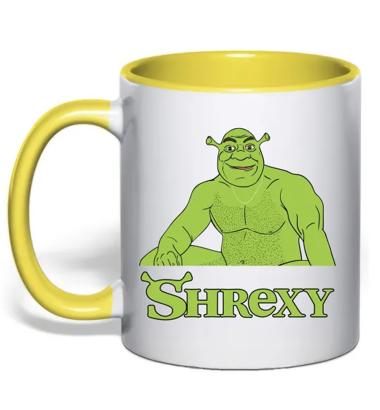 Чашка с цветной ручкой Shrexy meme Лимонный фото