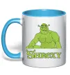 Чашка з кольоровою ручкою Shrexy meme Блакитний фото
