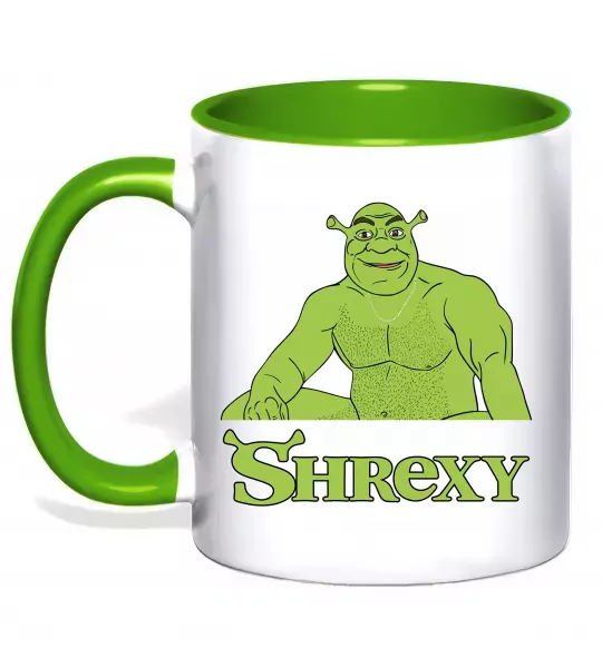 Чашка з кольоровою ручкою Shrexy meme Зелений фото