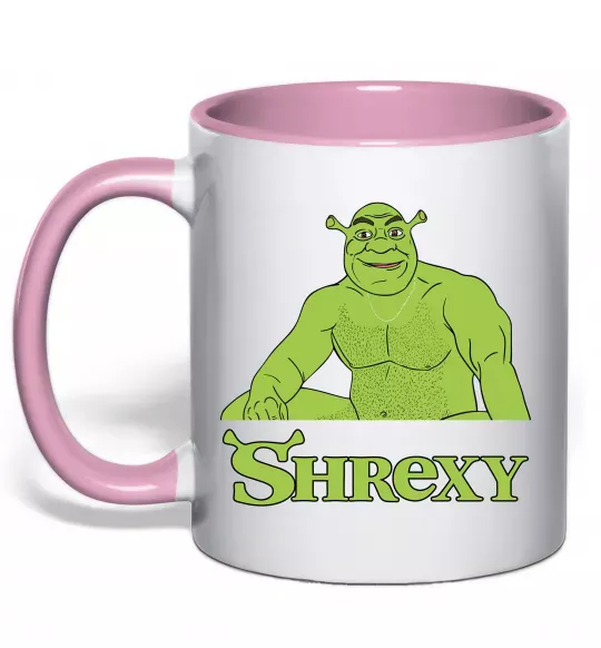 Чашка з кольоровою ручкою Shrexy meme Ніжно рожевий фото