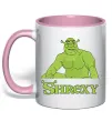 Чашка з кольоровою ручкою Shrexy meme Ніжно рожевий фото