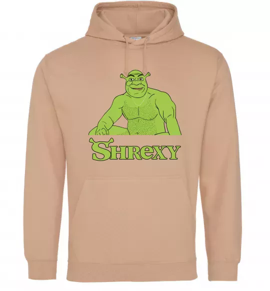Мужская толстовка (худи) Shrexy meme Песочный фото