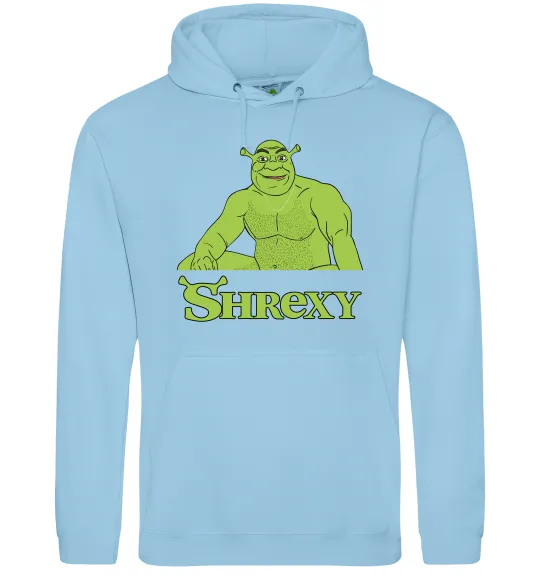 Мужская толстовка (худи) Shrexy meme Голубой фото