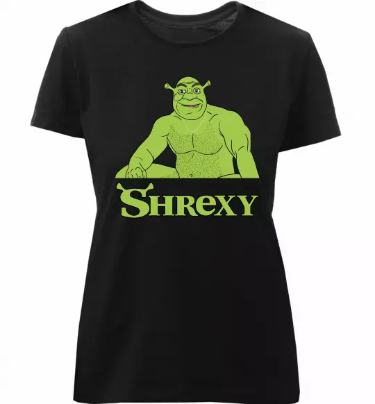 Жіноча преміум футболка Shrexy meme Чорний фото