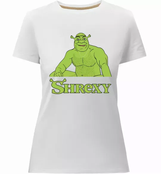 Жіноча преміум футболка Shrexy meme Білий фото