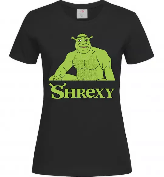 Женская футболка Shrexy meme Черный фото