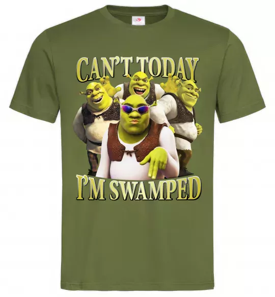 Мужская футболка Shrek I`m swamped Оливковый фото