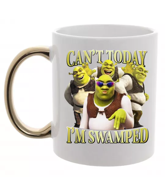 Чашка з кольоровою ручкою Shrek I`m swamped Золото фото