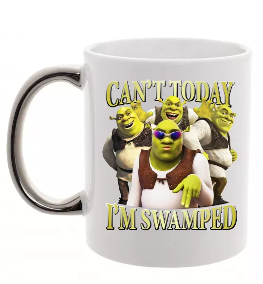 Чашка з кольоровою ручкою Shrek I`m swamped Срібло фото