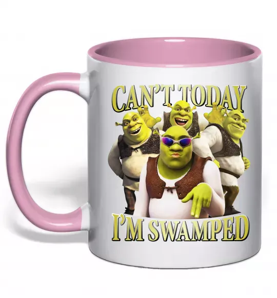 Чашка з кольоровою ручкою Shrek I`m swamped Ніжно рожевий фото