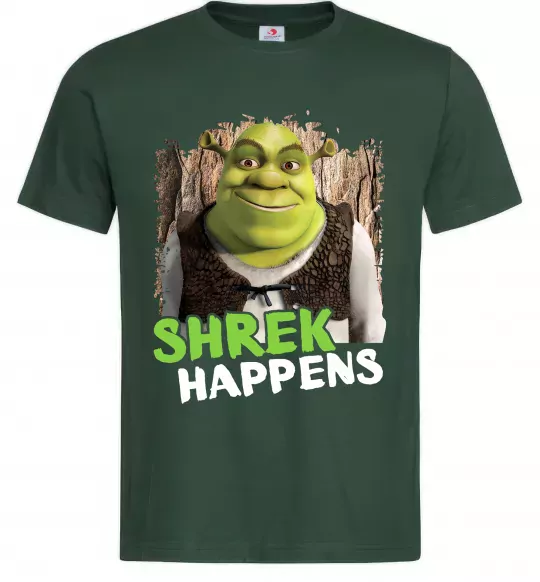Мужская футболка Shrek happens Темно-зеленый фото