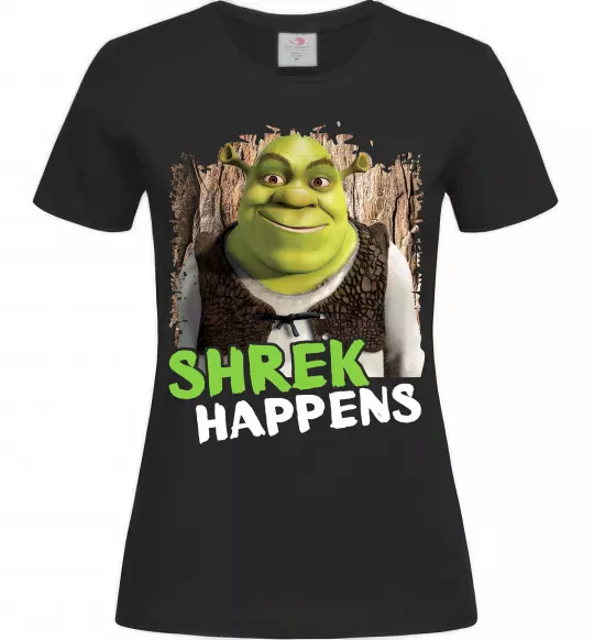 Жіноча футболка Shrek happens Чорний фото