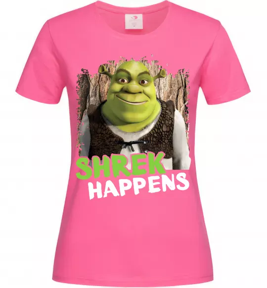 Жіноча футболка Shrek happens Яскраво-рожевий фото