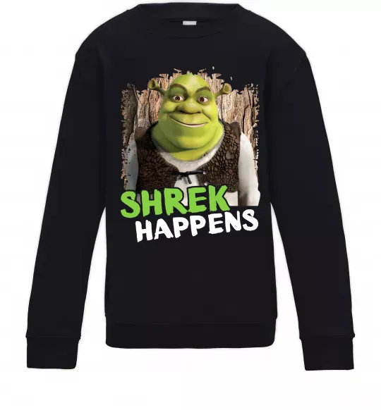 Детский Свитшот Shrek happens Черный фото